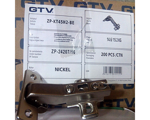 Петля GTV 45° ZP-KT45H2-BE (с монтажной планкой)